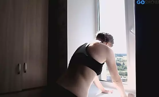 Erotic voyeurism Lonely girl catches her lover spying on her secret masturbation session